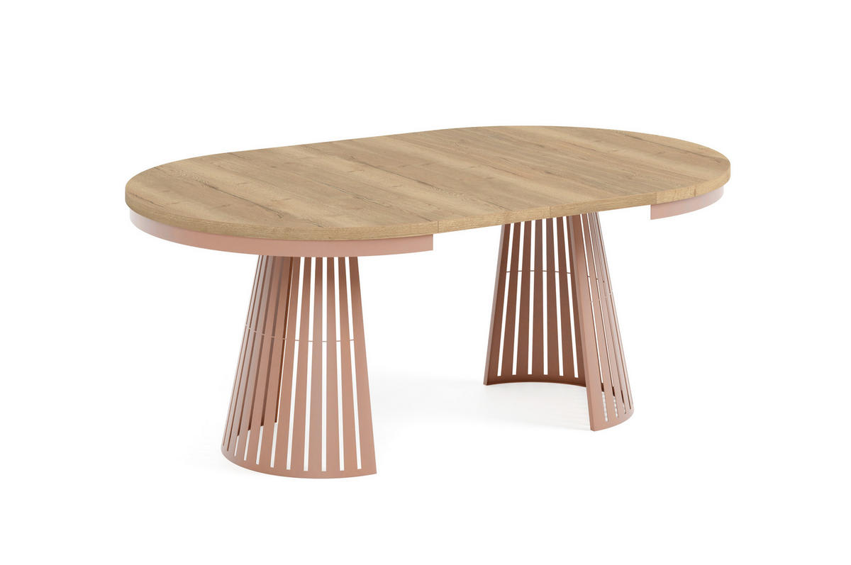 ESSTISCH Cone Bis - Hellbraun/Kupferfarben, Holzwerkstoff/Metall (120/120/76cm) - Meblini