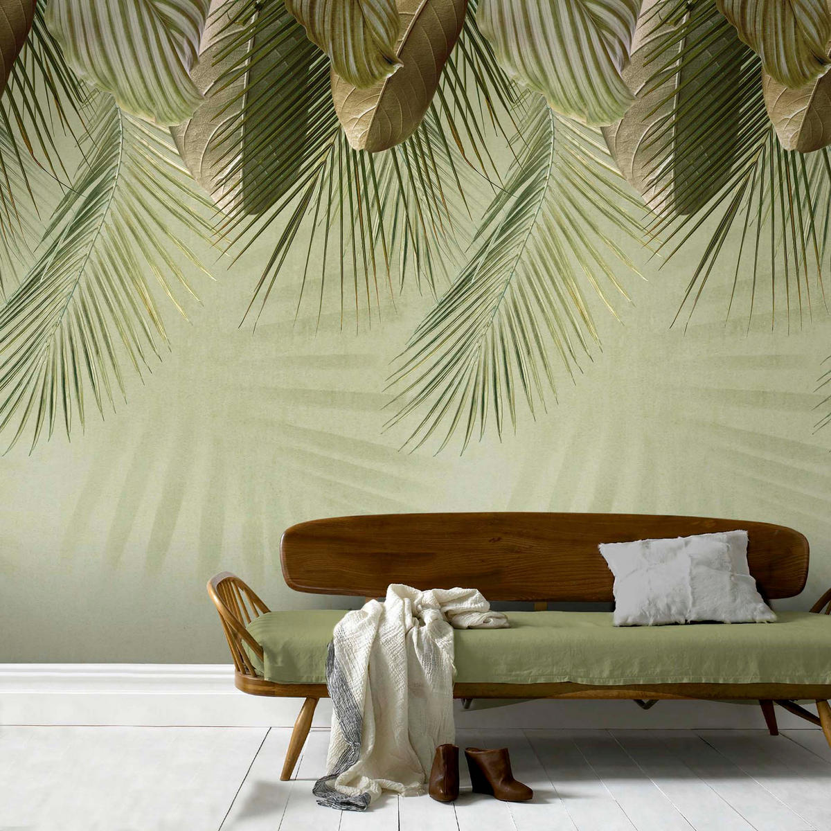 FOTOTAPETE Blätter 280x159cm - Grün, Papier/Kunststoff (159/1cm) - Sublime