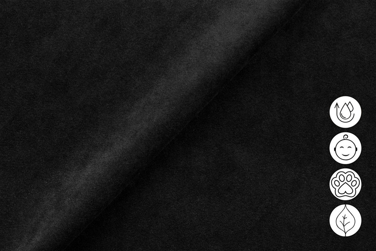 SOFA RELAX FIERO 2-Sitzer, Schwarzer Veloursstoff - Schwarz, Holz/Textil (170/82/103cm) - Courtois Laville