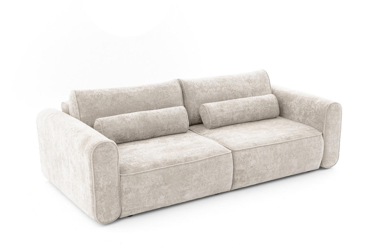 ECKSOFA Motion mit Schlaffunktion Funktional 3-sitzer Sofa - Beige, Textil (250/120cm) - Muffo