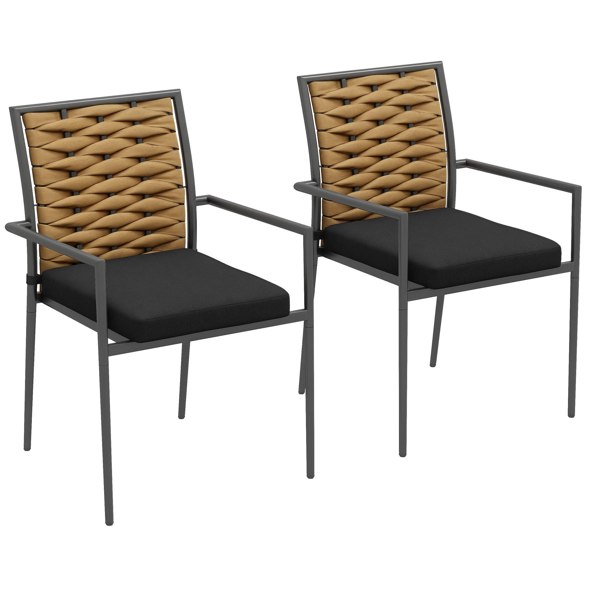 GARTENSTÜHLE Outdoor-Stühle Terrassenstühle, wetterbeständig, modernes Design, 57 x 58 x 87cm, Braun+Schwarz+Grau - Multicolor, Metall (57/87/58cm)