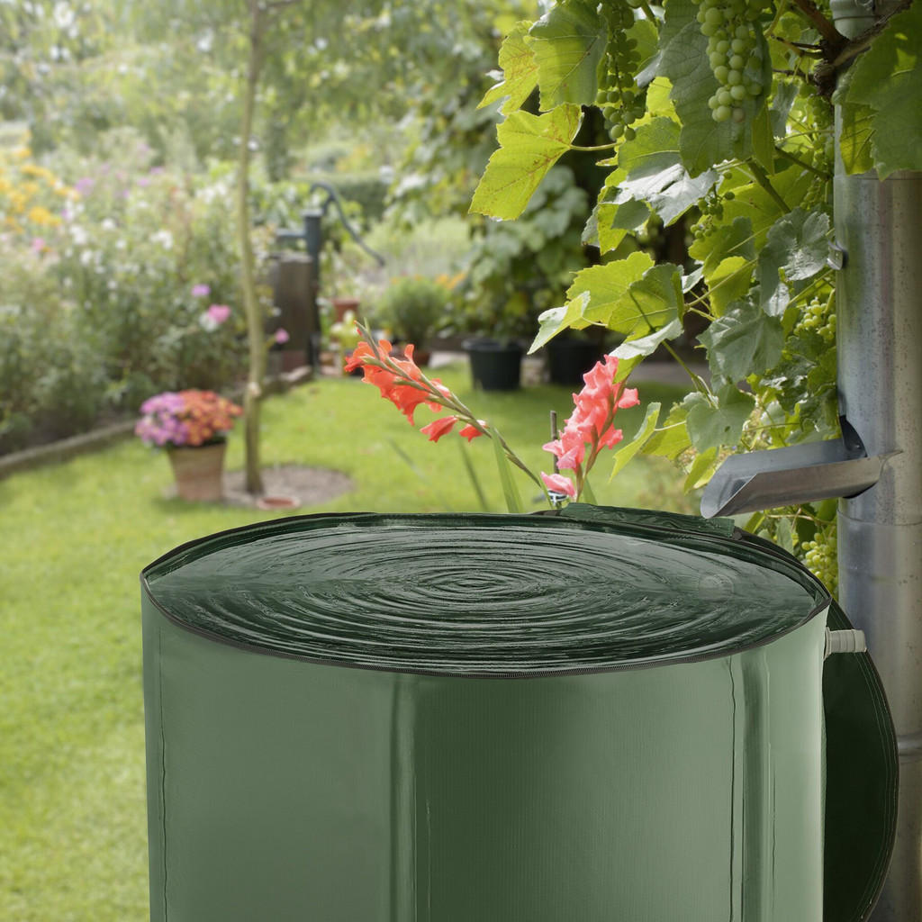 Thumbnail - tectake Regentonne, Grün, Kunststoff, Rund, 59x68x59 cm, Gartenzubehör, Gartenpflege