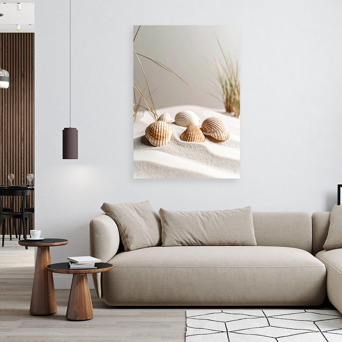 LEINWANDBILD Muscheln Strand Pflanzen Natur beige 70x100cm - Beige, Textil (70/100cm) - Feeby