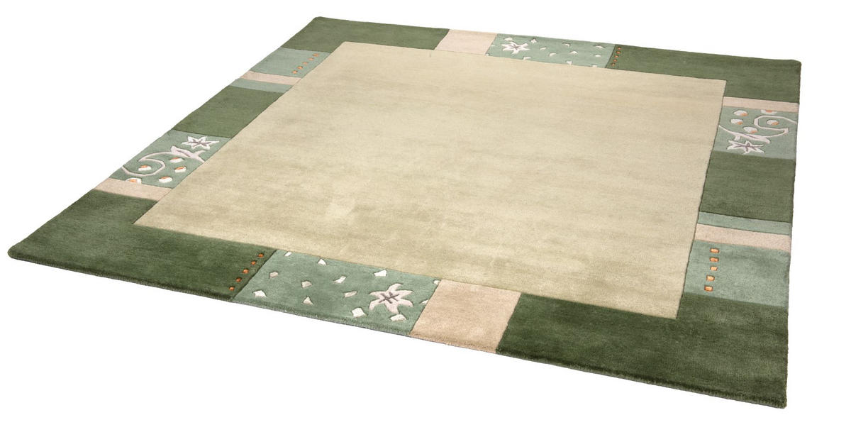 HANDTUFTTEPPICH Royal Ganges 200x200 cm - Grün, Textil (200/200cm) - THEKO
