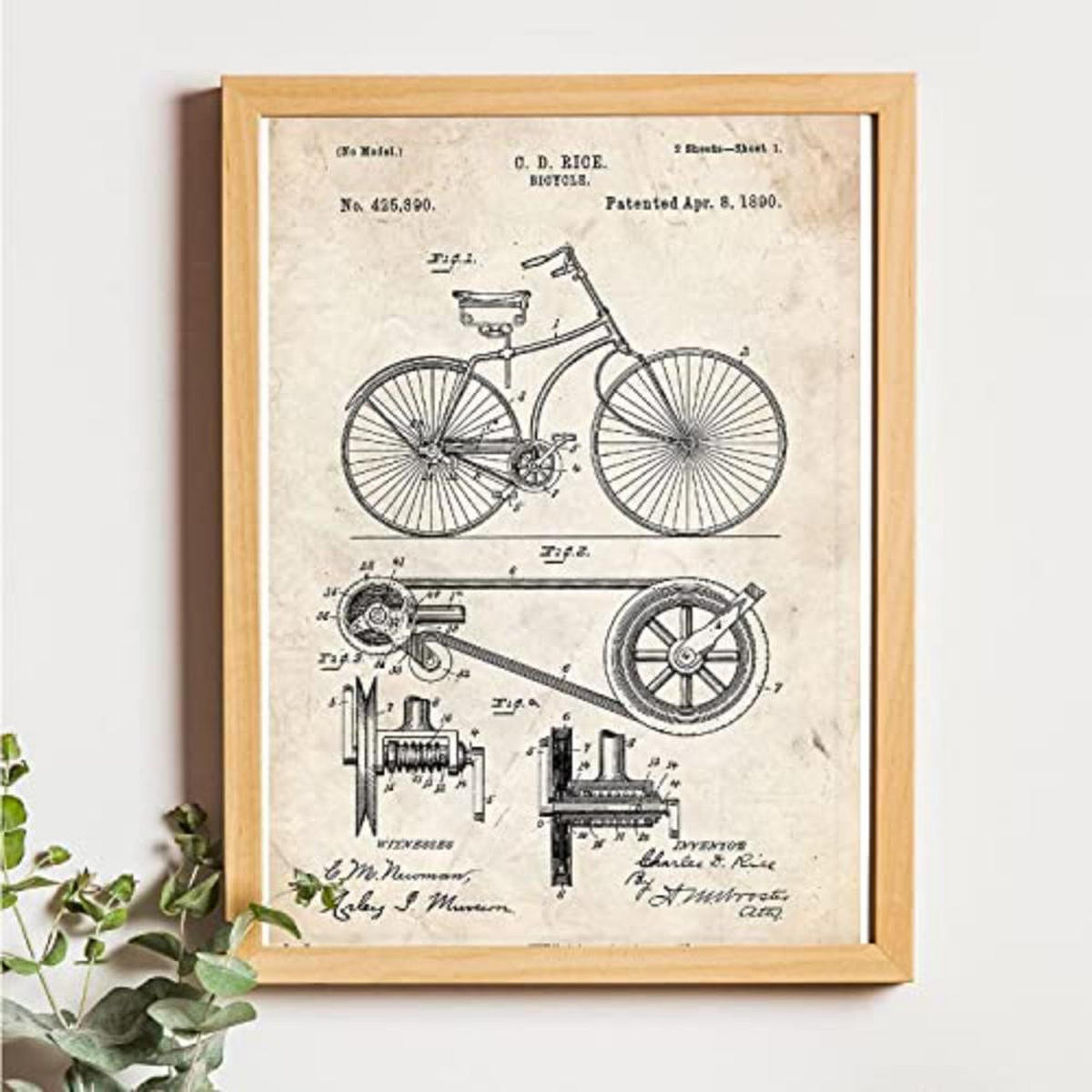 POSTER Set mit 4 Jahrgang Fahrrad Patent A4 Rahmenlos - Klar, Papier (29.7/3cm) - Nacnic