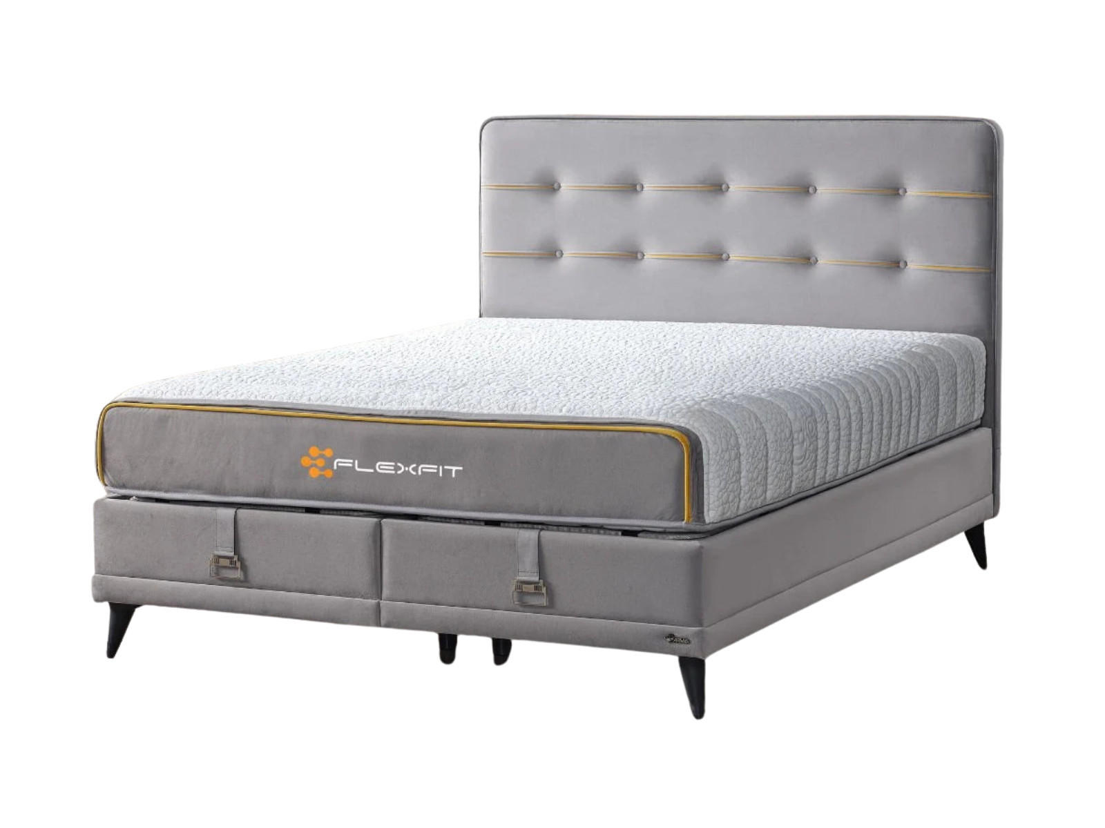 POLSTERBETTSET Flexfit 140x200 Grau - Grau, Textil/Metall (140/200cm) - Villa Möbel