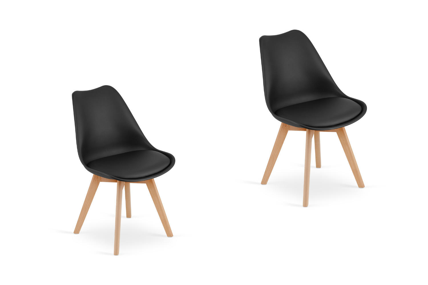 ESSZIMMERSTUHL Lars (2er Set) - Schwarz/Naturfarben, Holz/Textil (49/82/49cm) - Home Collective