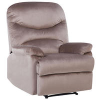 SESSEL Samtstoff taupe verstellbar mit Fußstütze Eslov - Beige/Schwarz, Textil (85/103/90cm) - Beliani