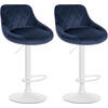 BARHOCKER 2er Set Samt blau - Blau/Weiß, Textil/Metall (46/83/49cm) - CLP