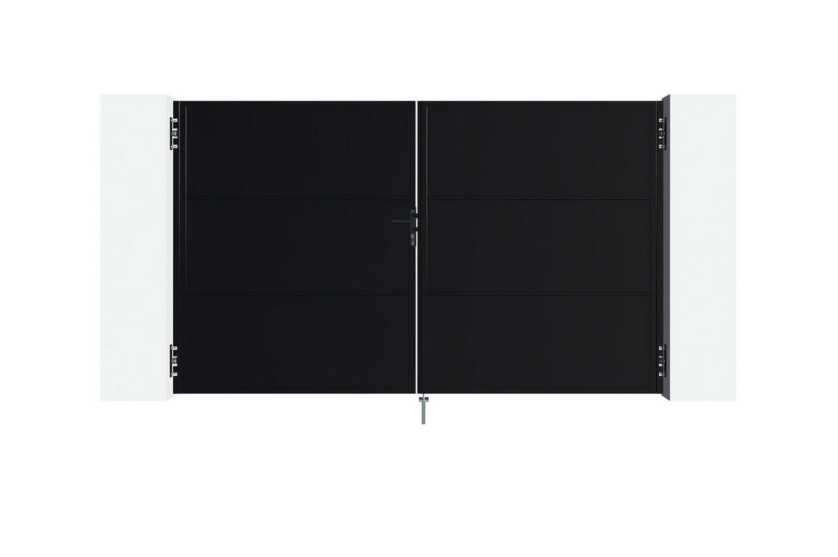 STAHLFLÜGELTOR Nali Mattschwarz 3m H.180cm - Schwarz, Metall (293/180cm) - Casanoov