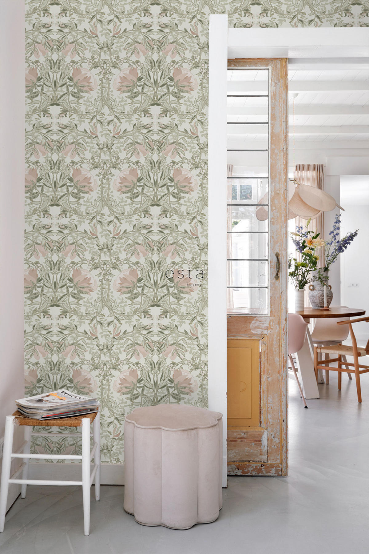 TAPETE Blumenmuster im Jugendstil 53 cm x 10.05 m - Grün, Papier (53/1000cm) - ESTAhome