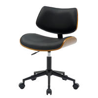 BÜROSTUHL - Kunstleder / Pappel teilmassiv - Schwarz / Pappel Dunkel - Schwarz, Holz/Kunststoff (48/74/51cm) - home24