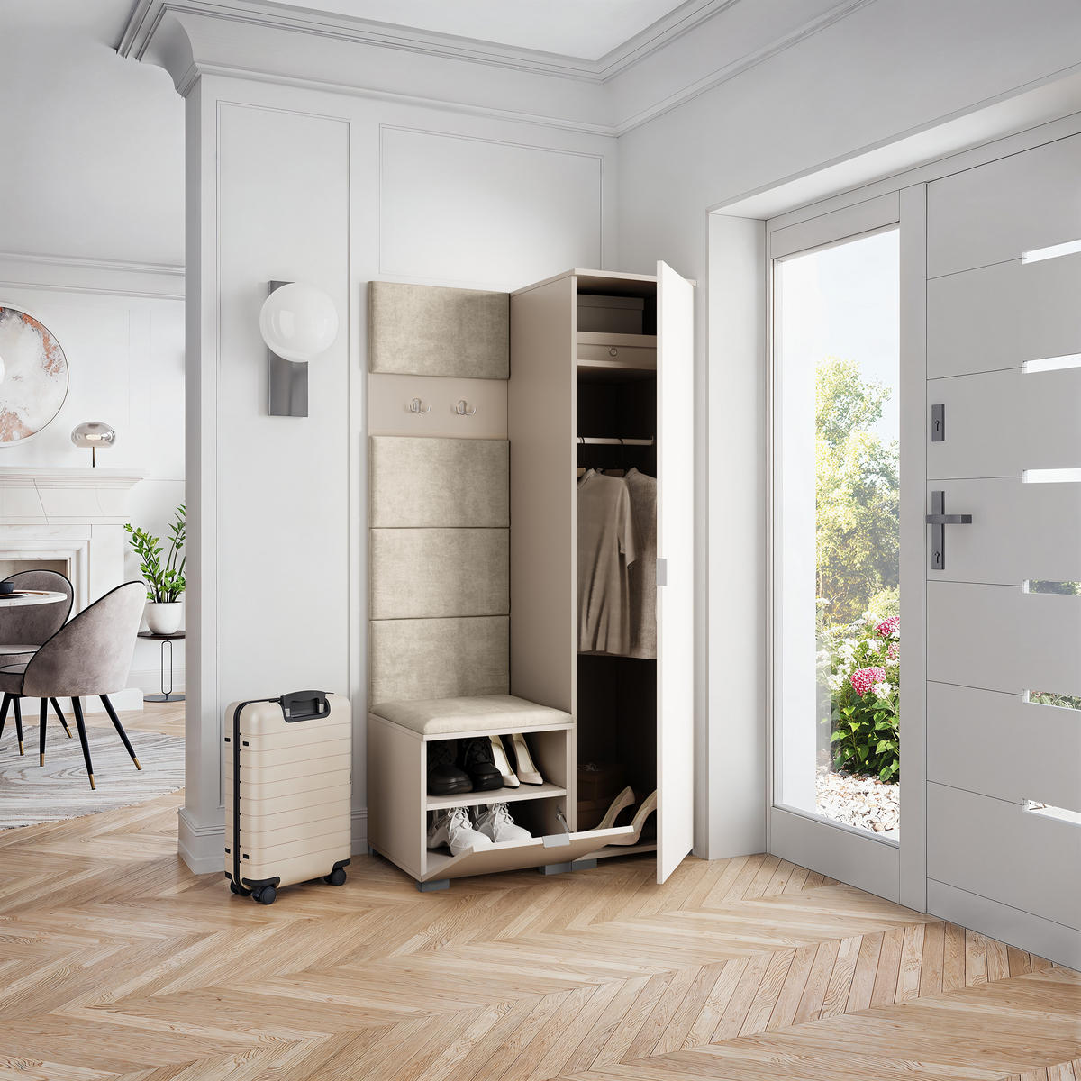 GARDEROBENSCHRANK LORI 95/181/51 cm Modern Kaschmir - Kaschmir, Holzwerkstoff (95/181/51cm) - MASSENO