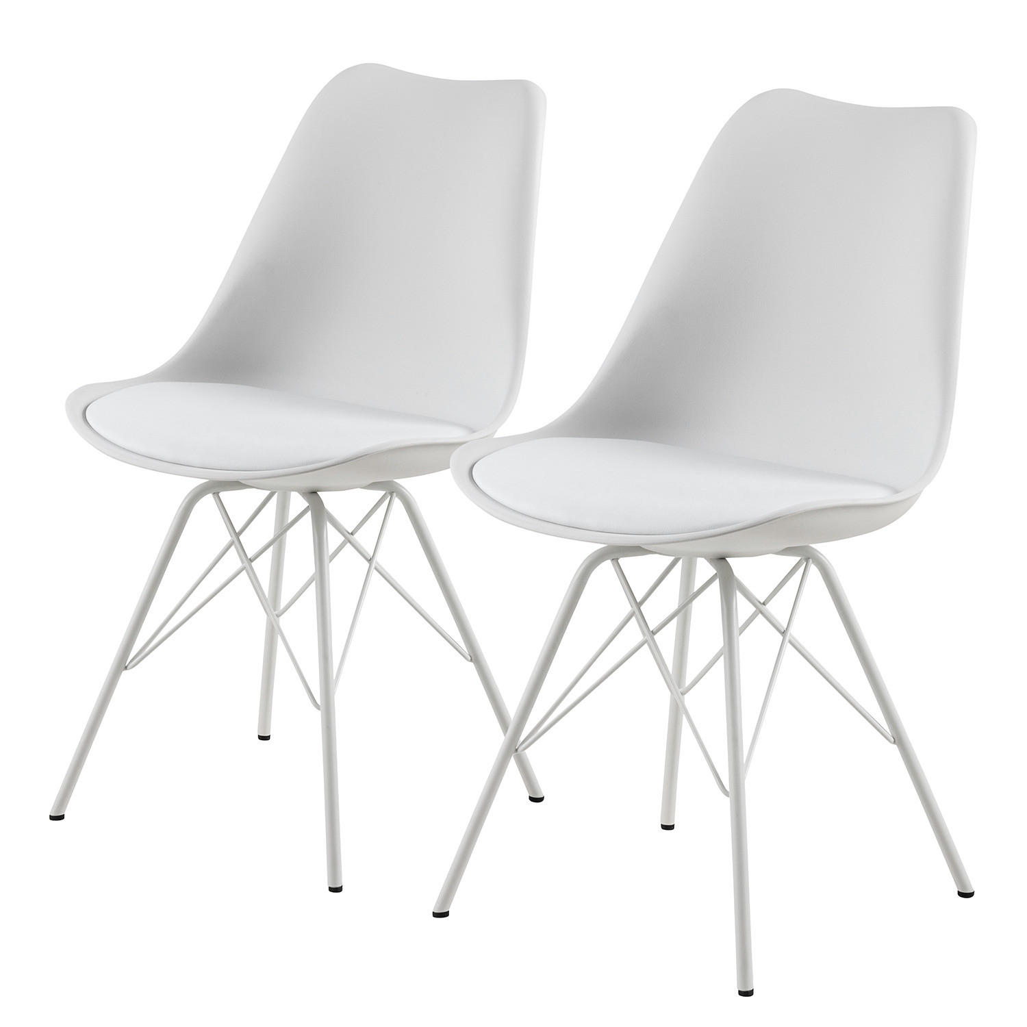 ESSZIMMERSTUHL-SET - Metall / Kunstleder - Weiß, Kunststoff/Metall (49/86/54cm) - home24