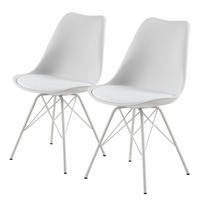 ESSZIMMERSTUHL-SET - Metall / Kunstleder - Weiß, Kunststoff/Metall (49/86/54cm) - home24