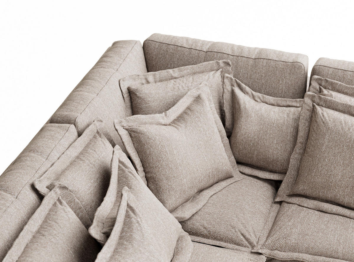 ECKSOFA Amalfi Hellbraun Webstoff - Schwarz/Braun, Holz/Holzwerkstoff (238/222cm) - Maison de Reve