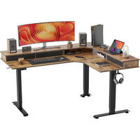 SCHREIBTISCH Höhenverstellbar Elektrisch L-Form 160 x 120 cm Schwarz/Braun - Multicolor, Holzwerkstoff (160/120/120cm)