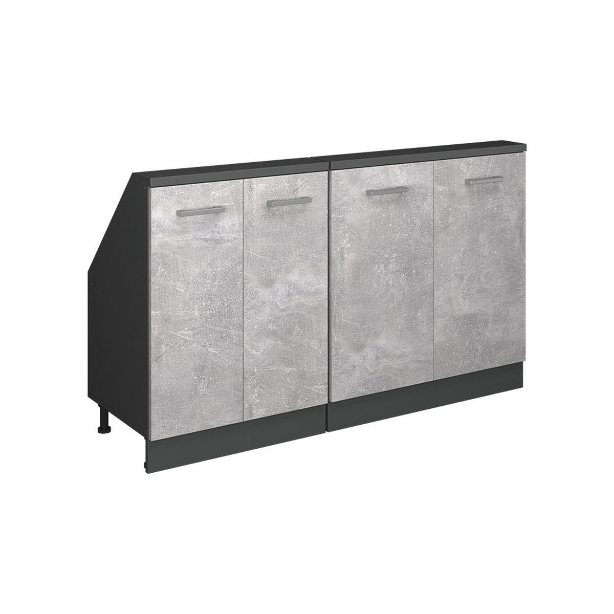 KUCHYŇSKÁ SKŘÍŇKA POD ŠIKMOU STŘECHU R-Line Beton/antracit - šedá/antracitová, kompozitní dřevo (140/81.6/46cm) - Vicco