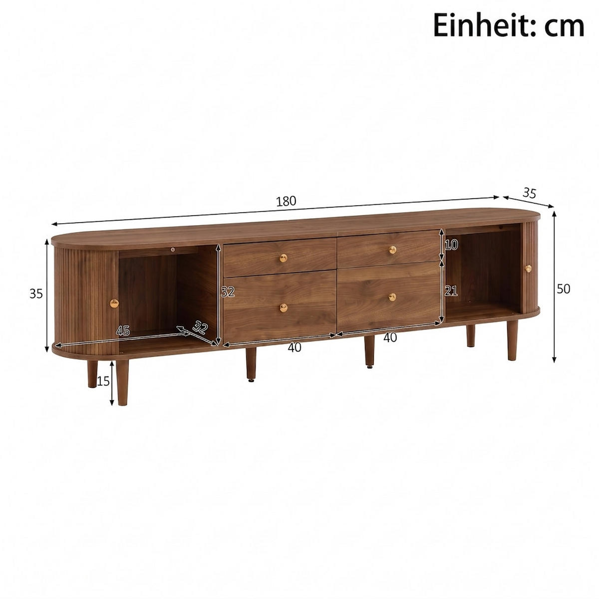 TV-SCHRANK 140/40/48 cm Schwarz mit 2 Türen, Stauraumschrank und offenes Regal - Schwarz, Holz (140/48/40cm) - Oxeza