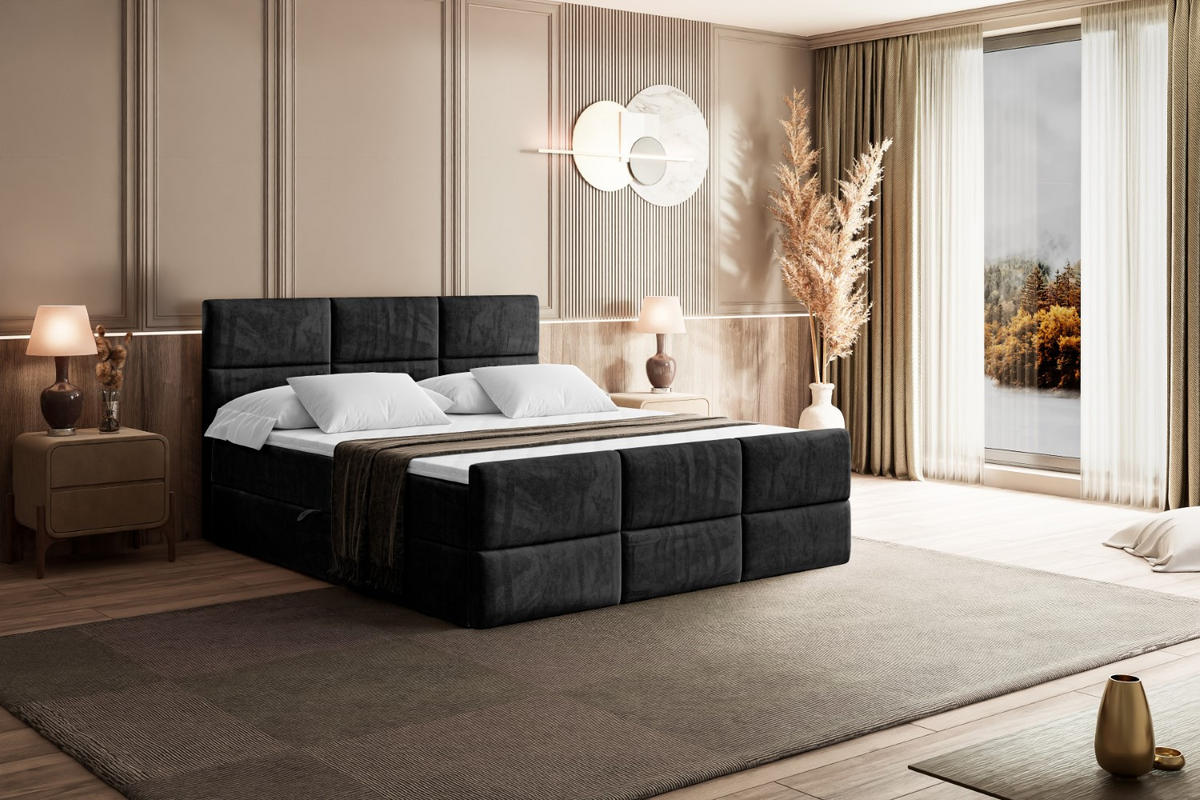 AMERICKÁ postel OHIO-Z – 200 x 200 cm – H4 – černá - černá, kompozitní dřevo (200/200cm) - ALTDECOR