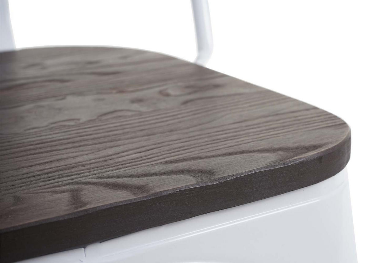 STUHL inkl. Holz-Sitzfläche 85x45x52cm Sitzhöhe 44cm Metall Industriedesign stapelbar Weiß - Weiß, Holz (45/85/52cm) - CHEFGASTRO