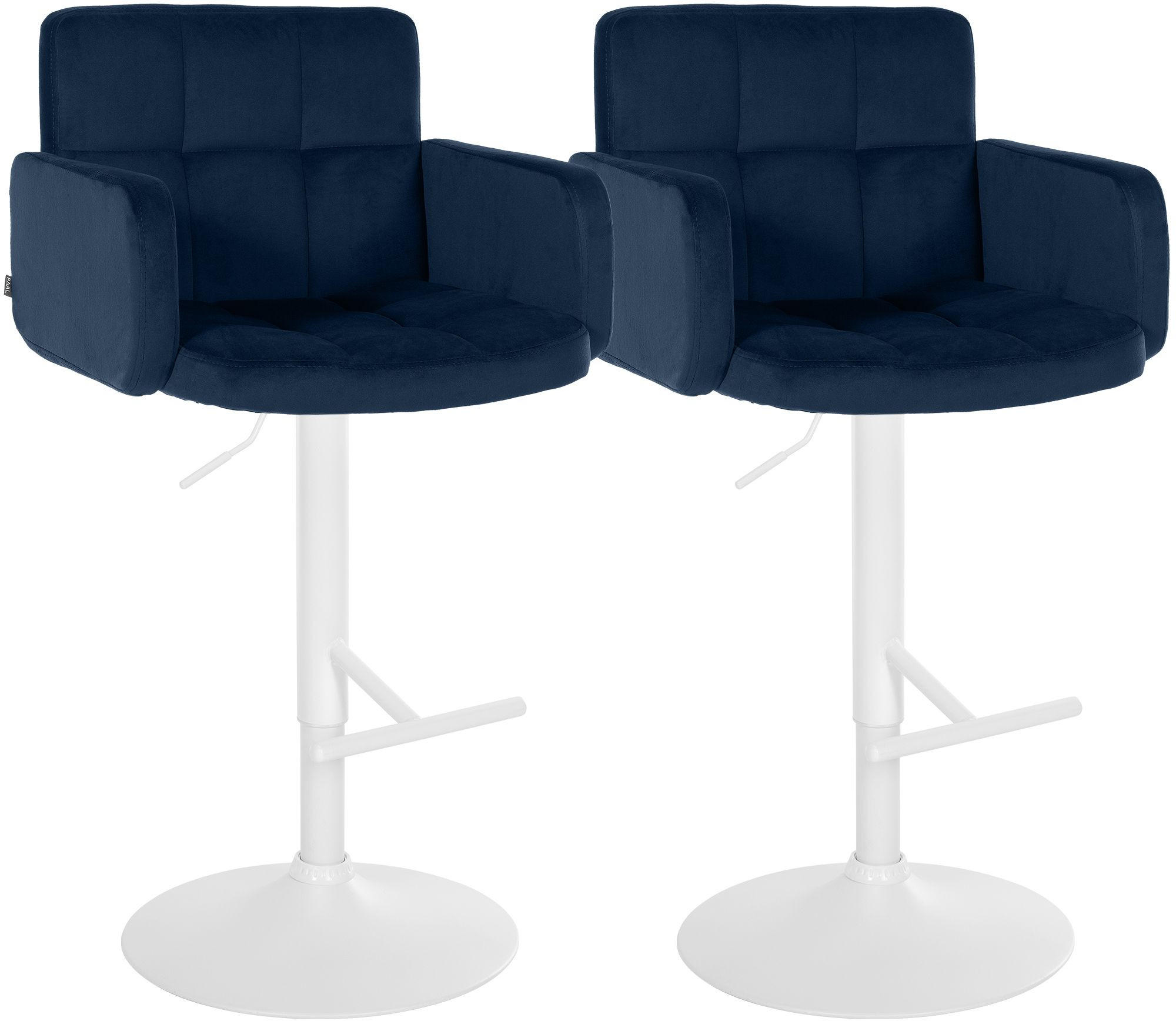 BARHOCKER 2 Samt Blau - Blau/Weiß, Textil/Metall (60/93/56cm) - CLP