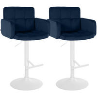 BARHOCKER 2 Samt Blau - Blau/Weiß, Textil/Metall (60/93/56cm) - CLP