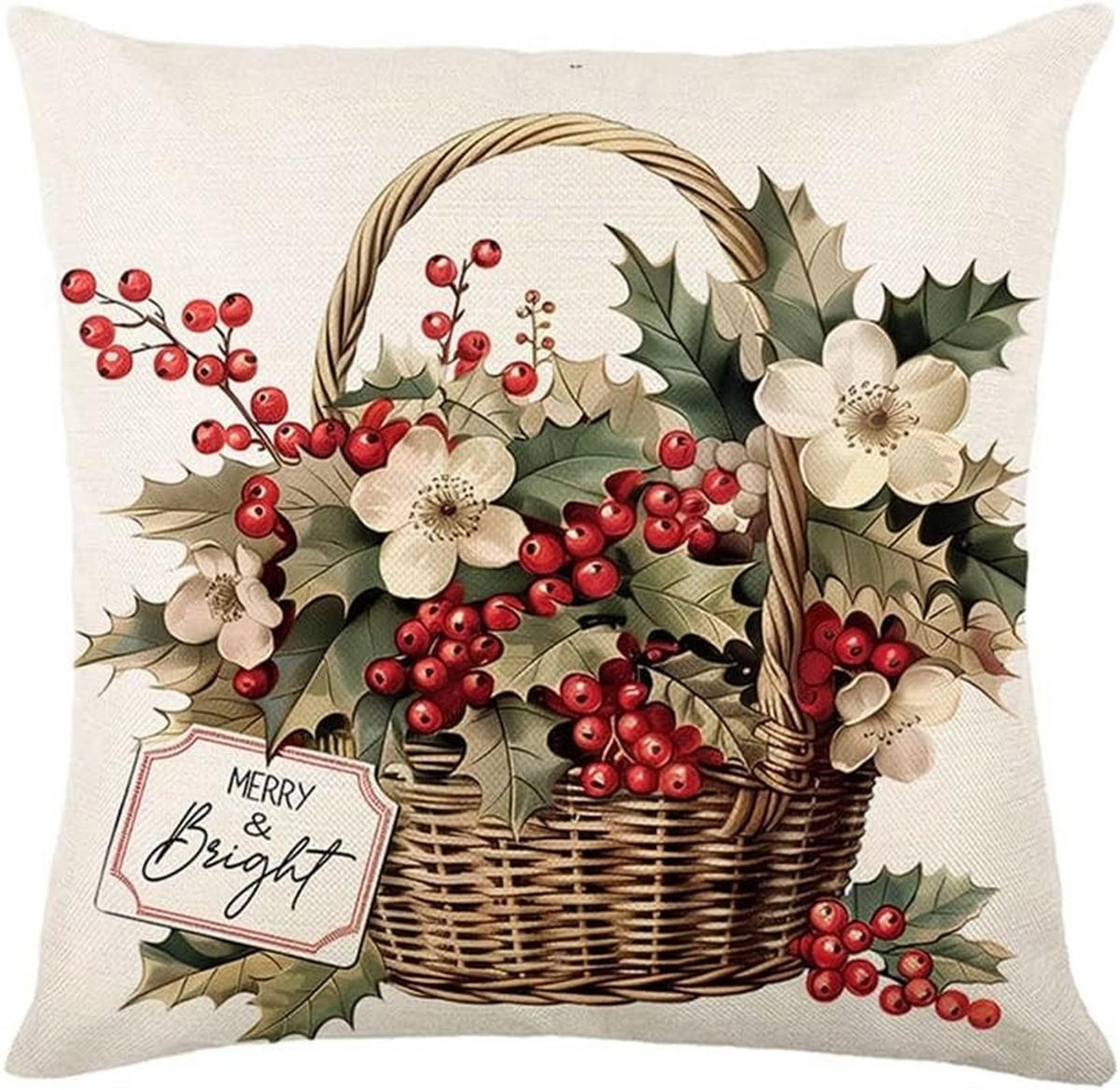 KISSENBEZUG – Weihnachtskissenbezug (Kissenfüllung nicht enthalten) – 45 x 45 cm – Multicolor(vier Stück) - Multicolor, Textil (45/45cm)