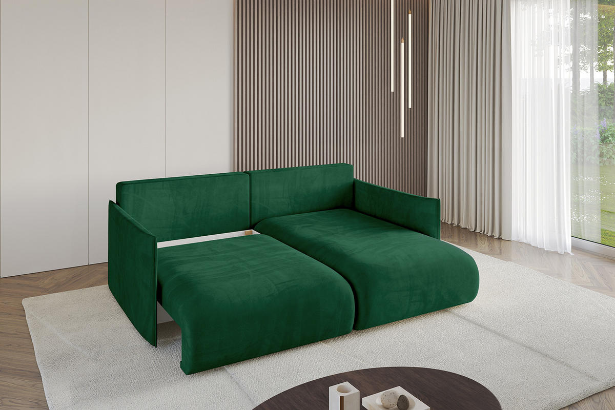 ECKSOFA Ottomane rechts ONESK-L 216x177x72 Grün Velours - Grün, Holzwerkstoff/Kunststoff (177/216cm) - ALTDECOR