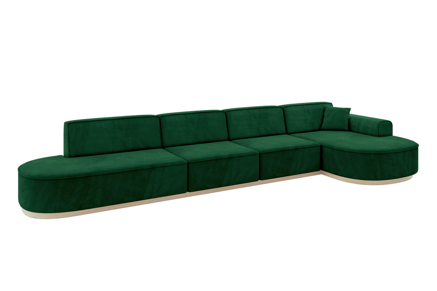 ECKSOFA Ottomane Rechts MARI-L3-v1 - 413x171x83 cm Dunkelgrün Velours - Dunkelgrün, Holzwerkstoff/Textil (171/413cm) - ALTDECOR