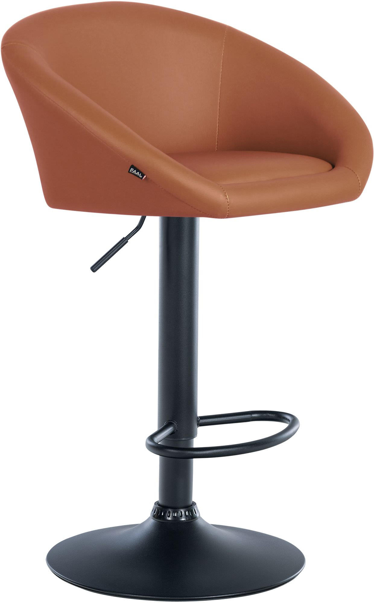 BARHOCKER OSLO Hellbraun Kunstleder Schwarz - Hellbraun, Leder/Metall (55/86/51cm) - DELUKE