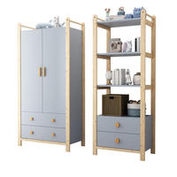 GARDEROBEN SET 180cm Höhe Blau + Natur Fichte Garderobe + Regal - Multicolor, Holz (44/180.5/160cm) - FLIEKS