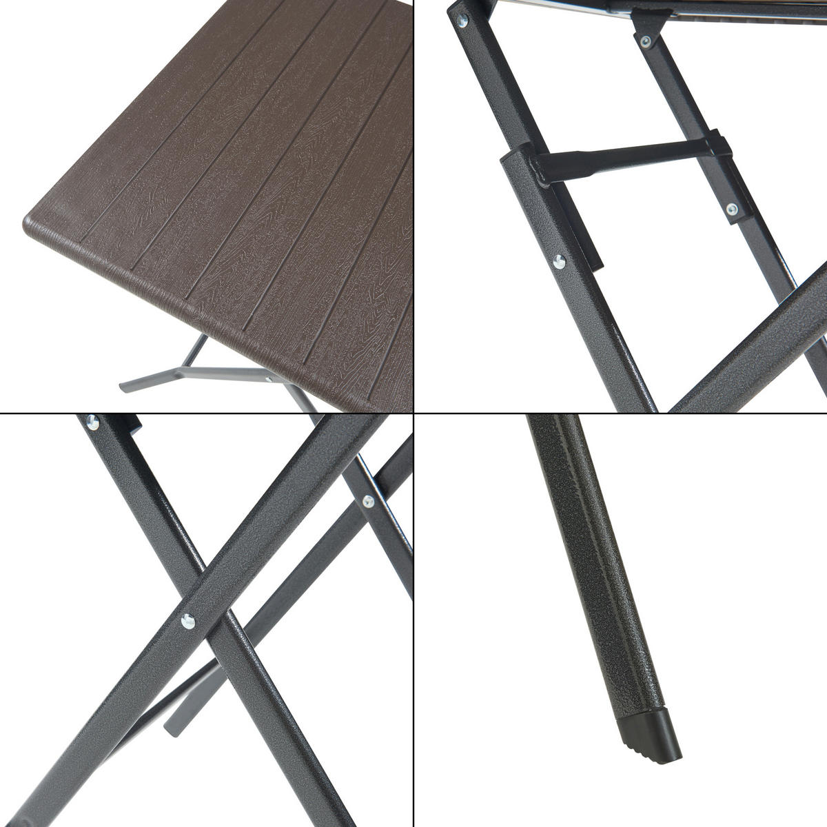 KLAPPTISCH Lillestrøm - Dunkelbraun, Kunststoff/Metall (61.5/61.5/73cm) - [en.casa]