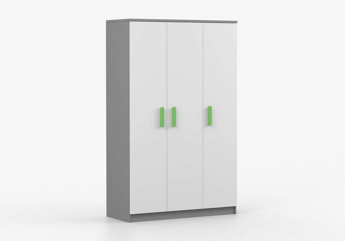 JUGENDZIMMER Elora in Grau und Weiß – 6-teiliges Set – Grifffarbe Limette - Grau, Holzwerkstoff (80/200/120cm)