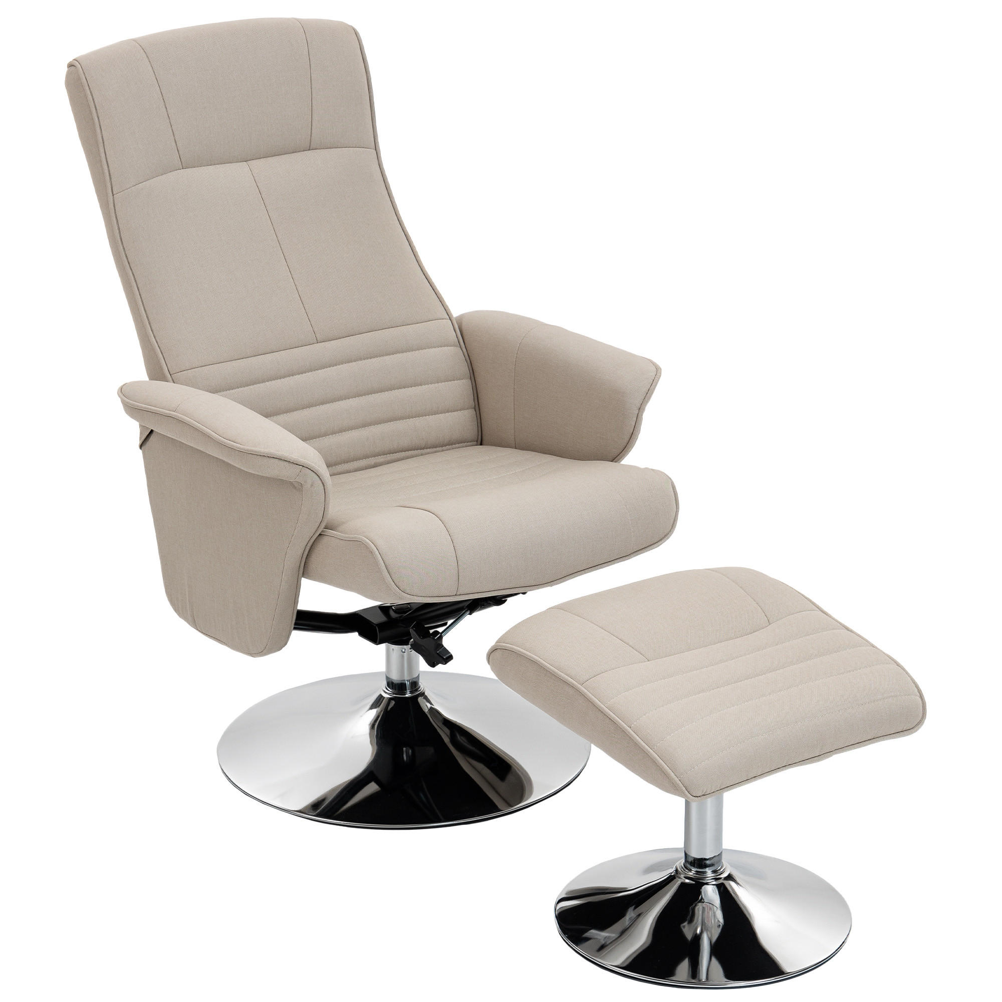 RELAXSESSEL DE-17420 135° neigbar, 360° drehbar mit Fußstütze Beige - Beige, Metall (71/104/69cm) - ComfortXL