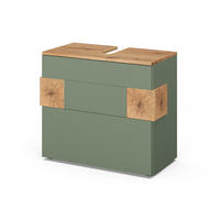 WASCHBECKENUNTERSCHRANK Eden Grün/Artisan 70 x 64.5 cm mit 2 Schubladen - Hellgrau/Grün, Holzwerkstoff (70/64.5/37cm) - Vicco