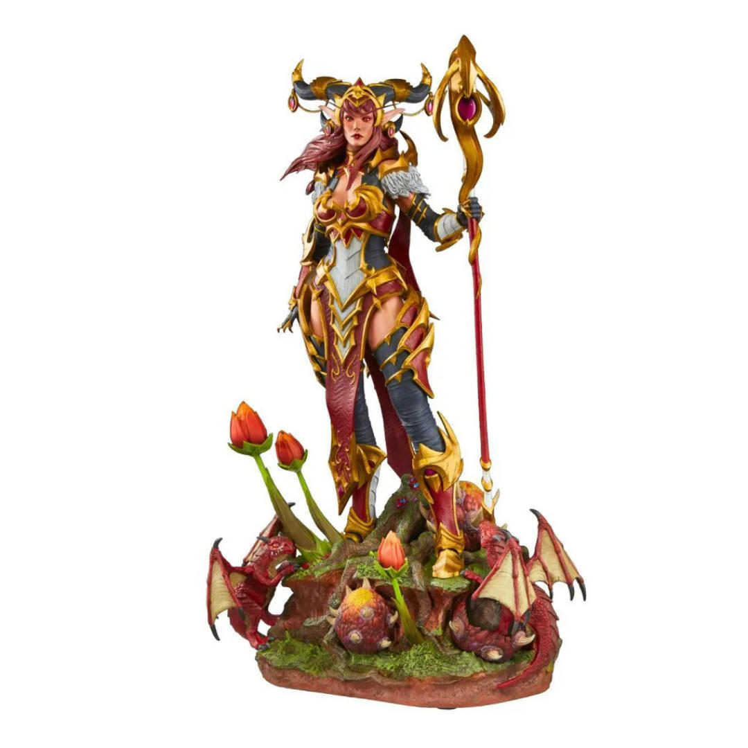 SAMMLERSTATUE Alexstrasza 52 cm Handbemalt Fantasy Figur Rot Gold - Rot/Goldfarben, Kunststoff (28/52/16cm) - JUNG