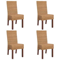 ESSZIMMERSTÜHLE Viso 4er-Set Braun Natur Rattan - Braun, Holz (90/93/62cm) - DELUKE
