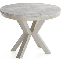 ESSTISCH Clara Grau-Beige runder ausziehbarer, Grauer Beton 100-180/100/76 cm - Hellgrau/Grau, Holzwerkstoff/Metall (100/100/76cm) - WFL GROUP