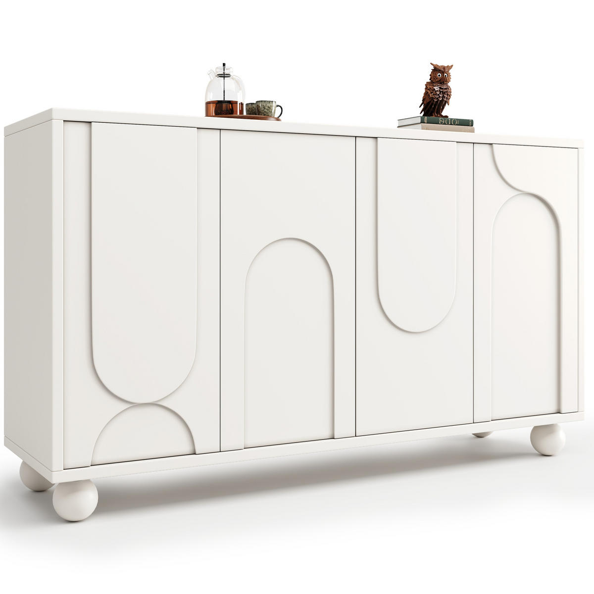 SIDEBOARD 120/35/71 cm mit verstellbarem Einlegeboden, Push-to-Close und Kippschutz, Weiß - Weiß, Holzwerkstoff (120/71/35cm) - Redom