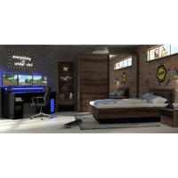 JUGENDZIMMER Tezaur "Jacky" in Schlammeiche, Schwarz und Schwarzeiche 5 teilig Gamingzimmer mit RGB LED - Braun, Holzwerkstoff (120/200/80cm)