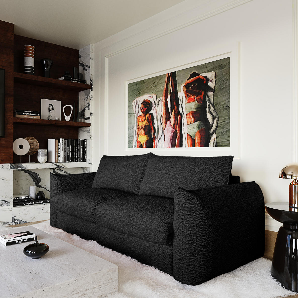 SCHLAFSOFA Express ICON Frottee Dunkles Anthrazit 208cm - Dunkelgrau/Anthrazit, Textil (208/90/105cm) - Premium Interiors