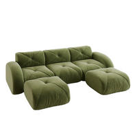 MODULSOFA U-Form 3-Sitzer Chenille Grün inkl. 2 Hocker - Grün, Kunststoff (171/76/281.1cm) - Meubliv