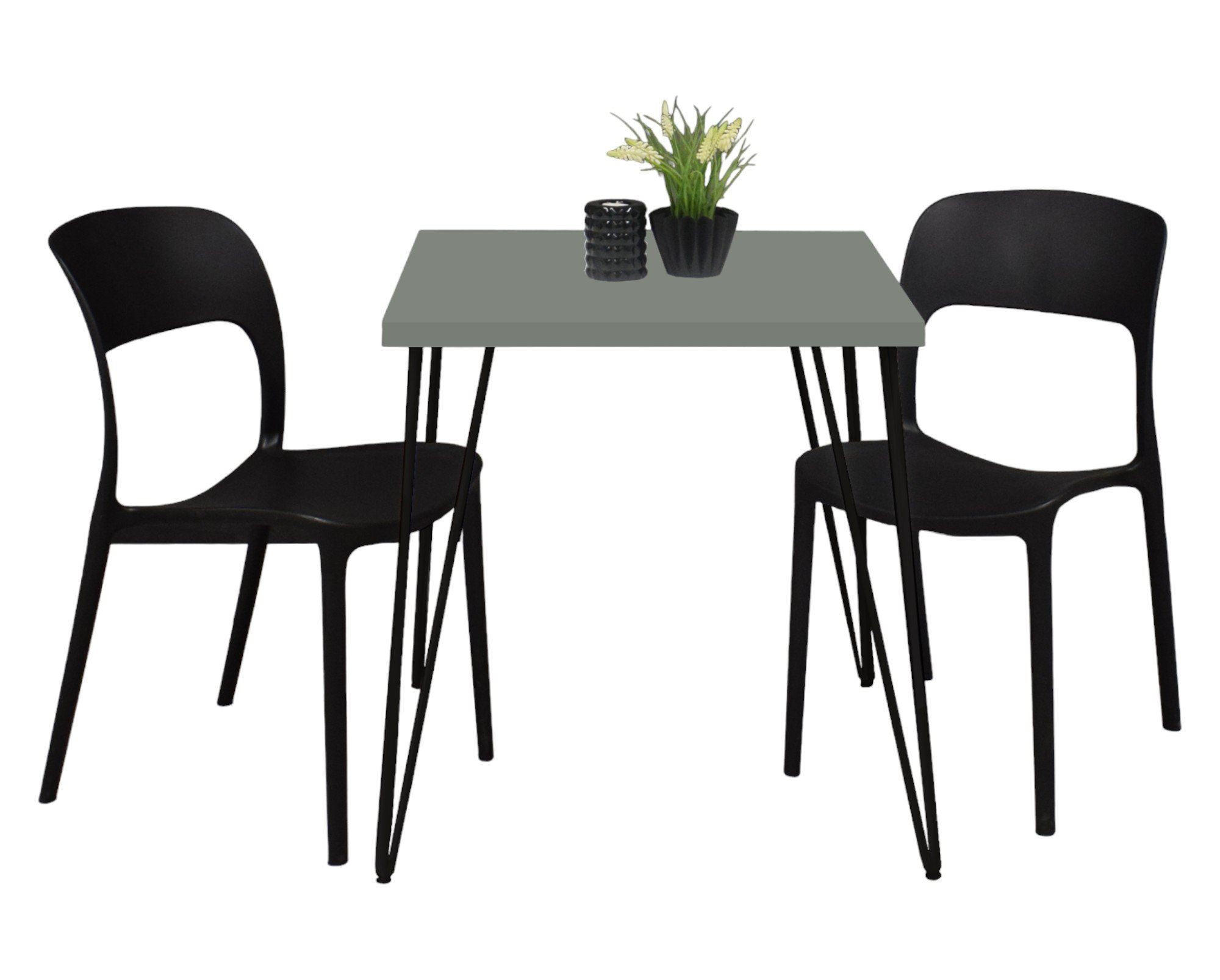 BISTROTISCH Eirena 70x70x75 schwarz matt/Pinie green matt lack - Grün, Metall (70/70/75cm) - 58aufmkessel