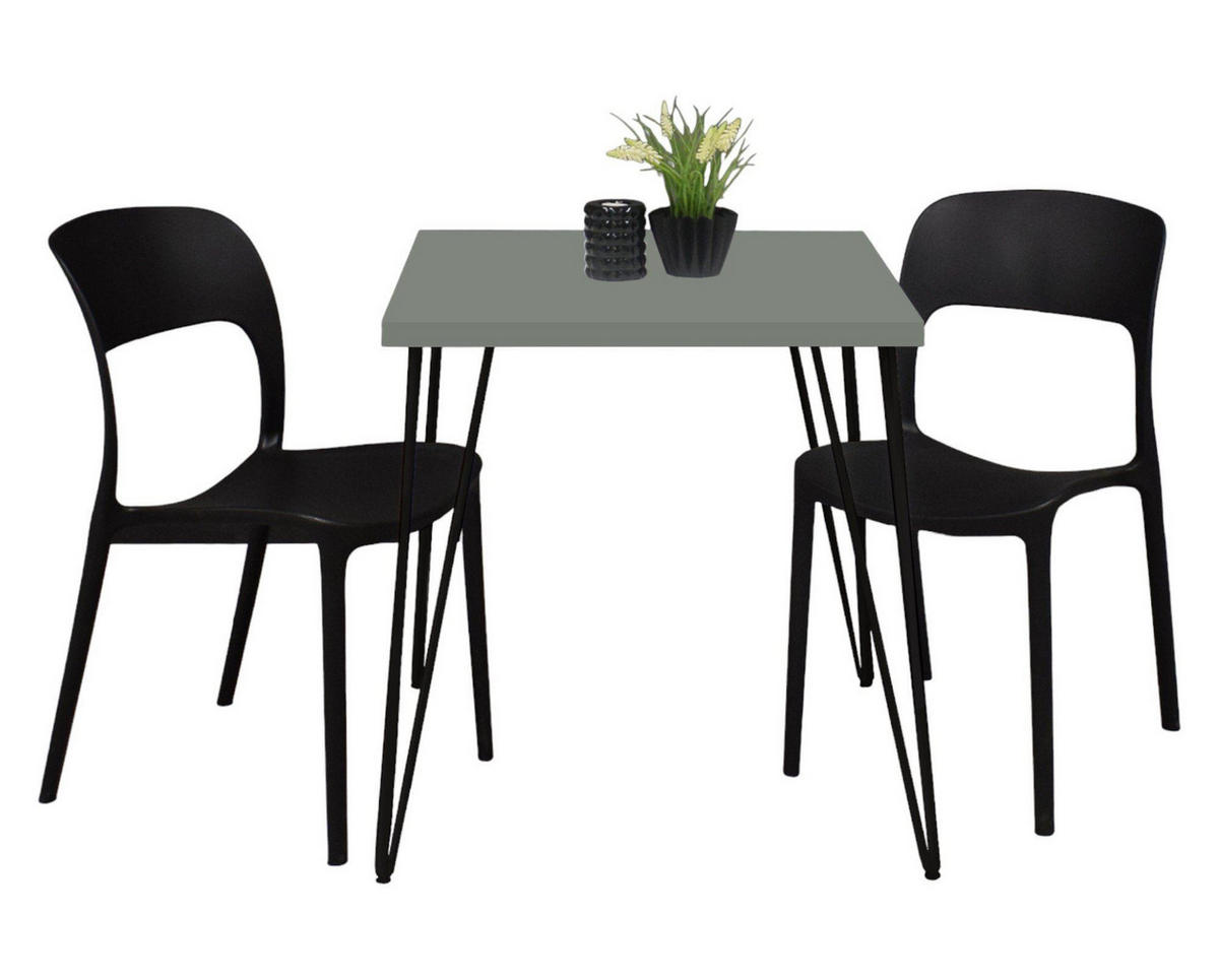 BISTROTISCH Eirena 70x70x75 schwarz matt/Pinie green matt lack - Grün, Metall (70/70/75cm) - 58aufmkessel