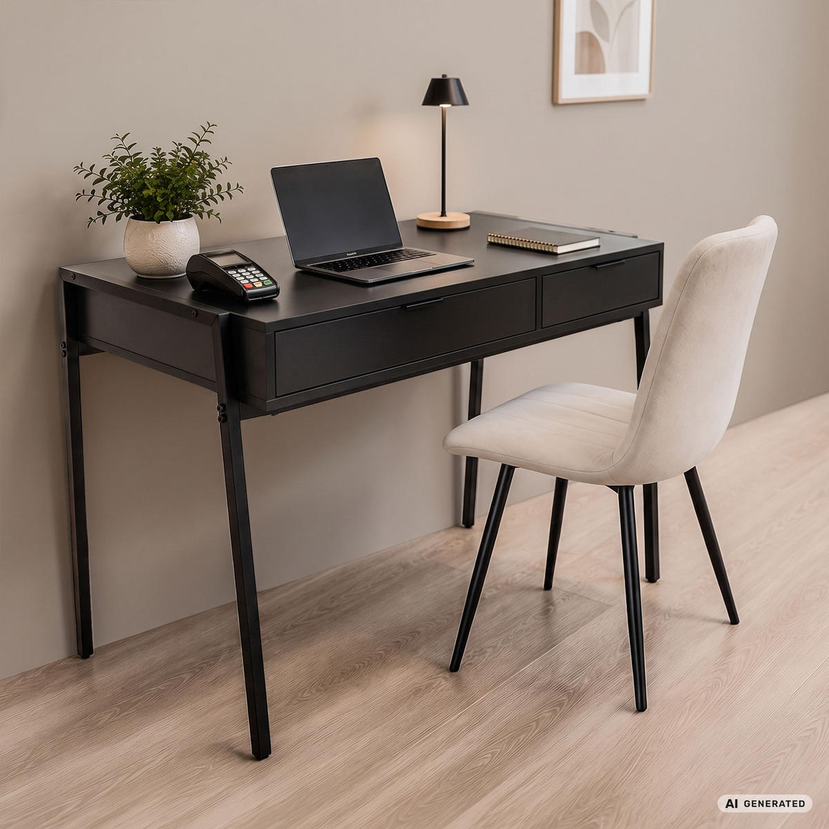 SCHREIBTISCH ZENTIA 100 cm Schwarz - Schwarz, Holzwerkstoff (100/45/80.5cm) - Akord