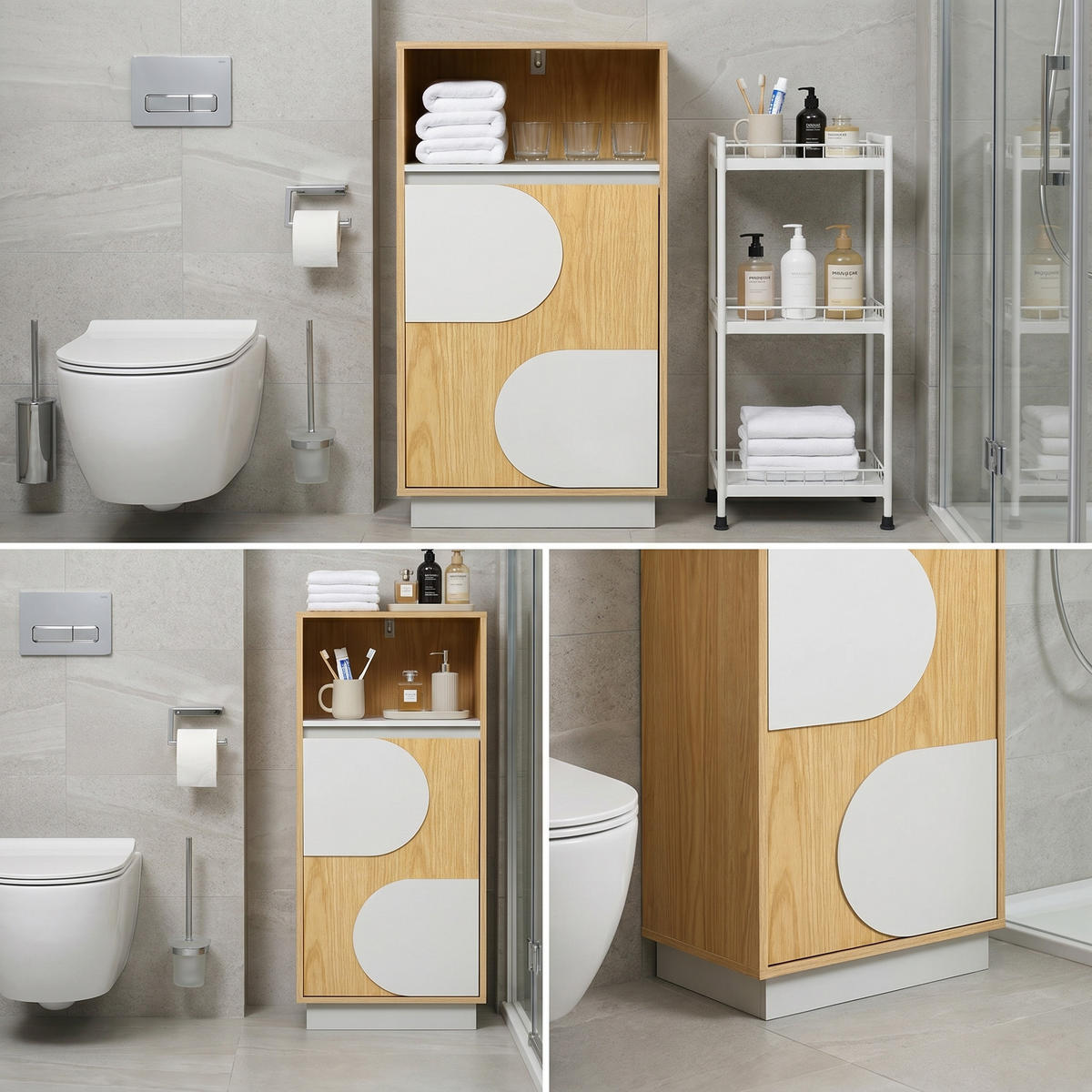 BADEZIMMERSCHRANK 85cm - Akaziefarben, Holzwerkstoff (30/85/40cm)