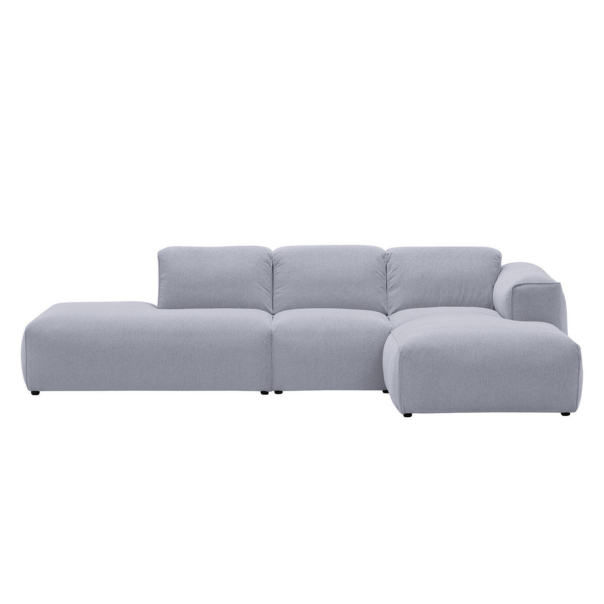 ECKSOFA mit Chaiselongue - Hellgrau/Schwarz, Kunststoff/Textil (290/173cm) - home24
