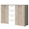 SIDEBOARD BETTINA 132/94/38 cm mit 4 Schubladen und 2 Türen Eiche San Remo - Weiß/Eiche San Remo, Holzwerkstoff (132/94cm) - MASSENO