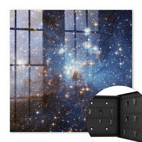 SCHLÜSSELBOX Schwarz 30x30 cm- Türöffnung nach rechts - Kosmischer Raum - Blau, Metall (30/30/5cm) - TULUP